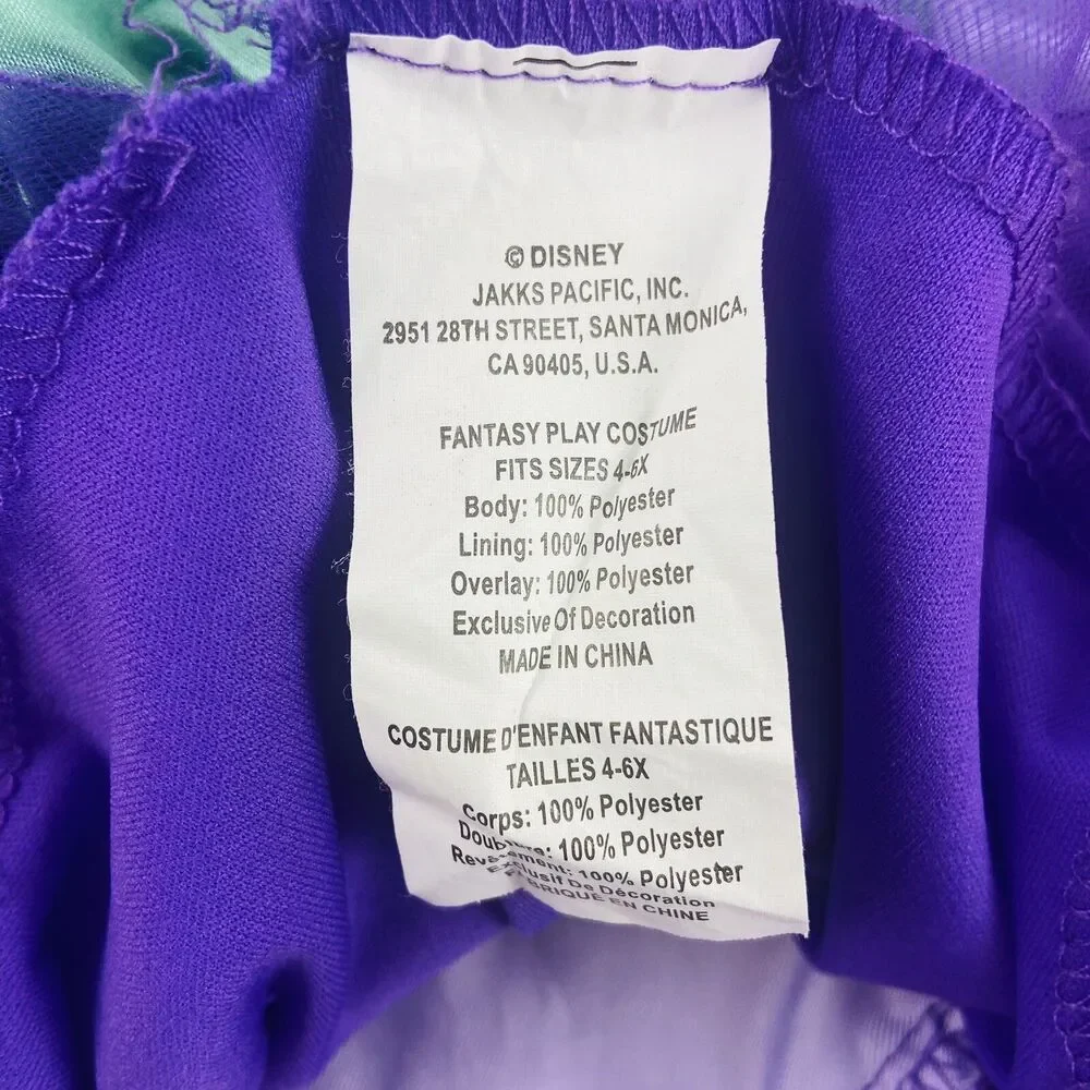 Disney Ariel Little Mermaid Girls 4-6X Princess Halloween Costume Dress